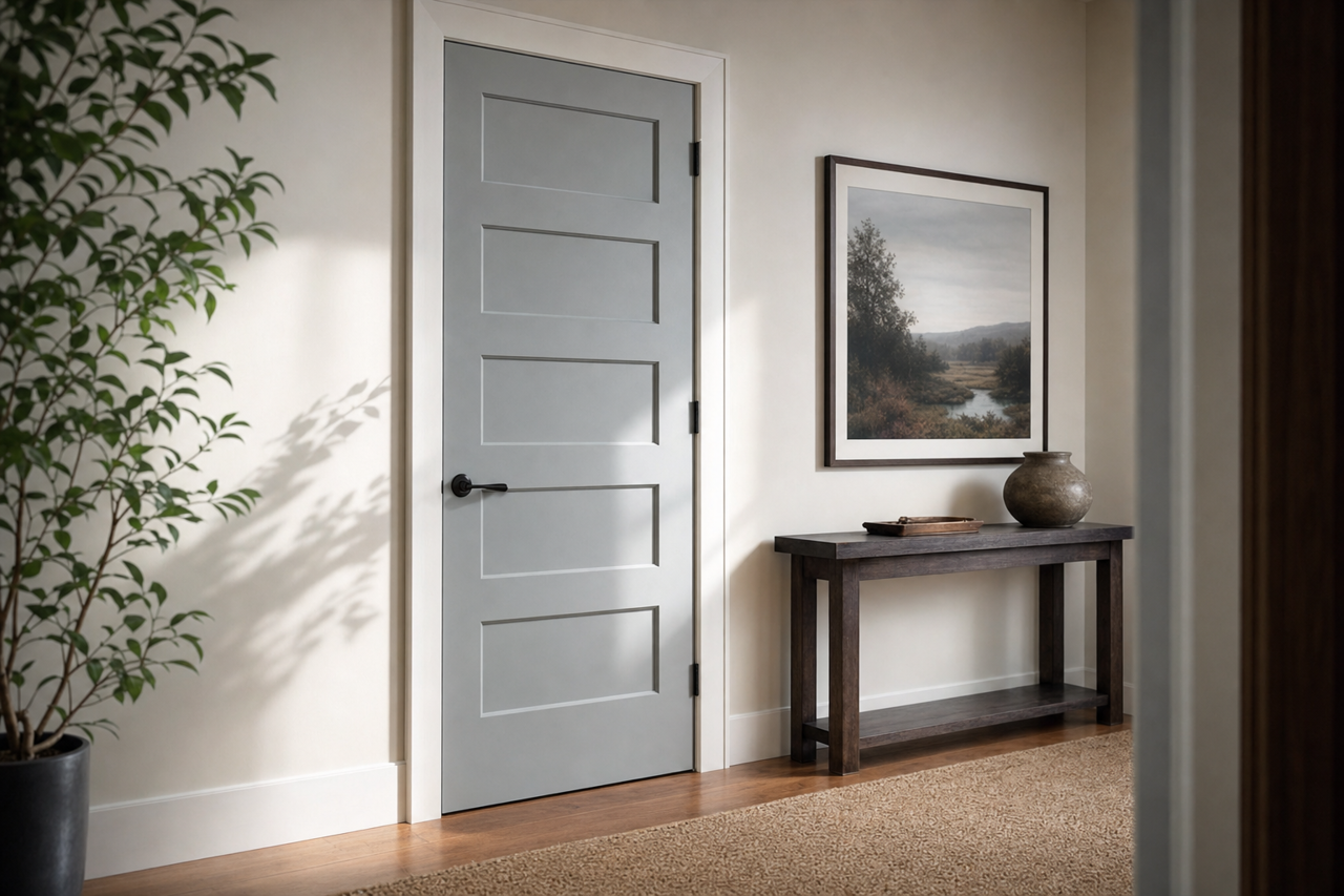 Network Gray by Sherwin-Williams on interior-doors