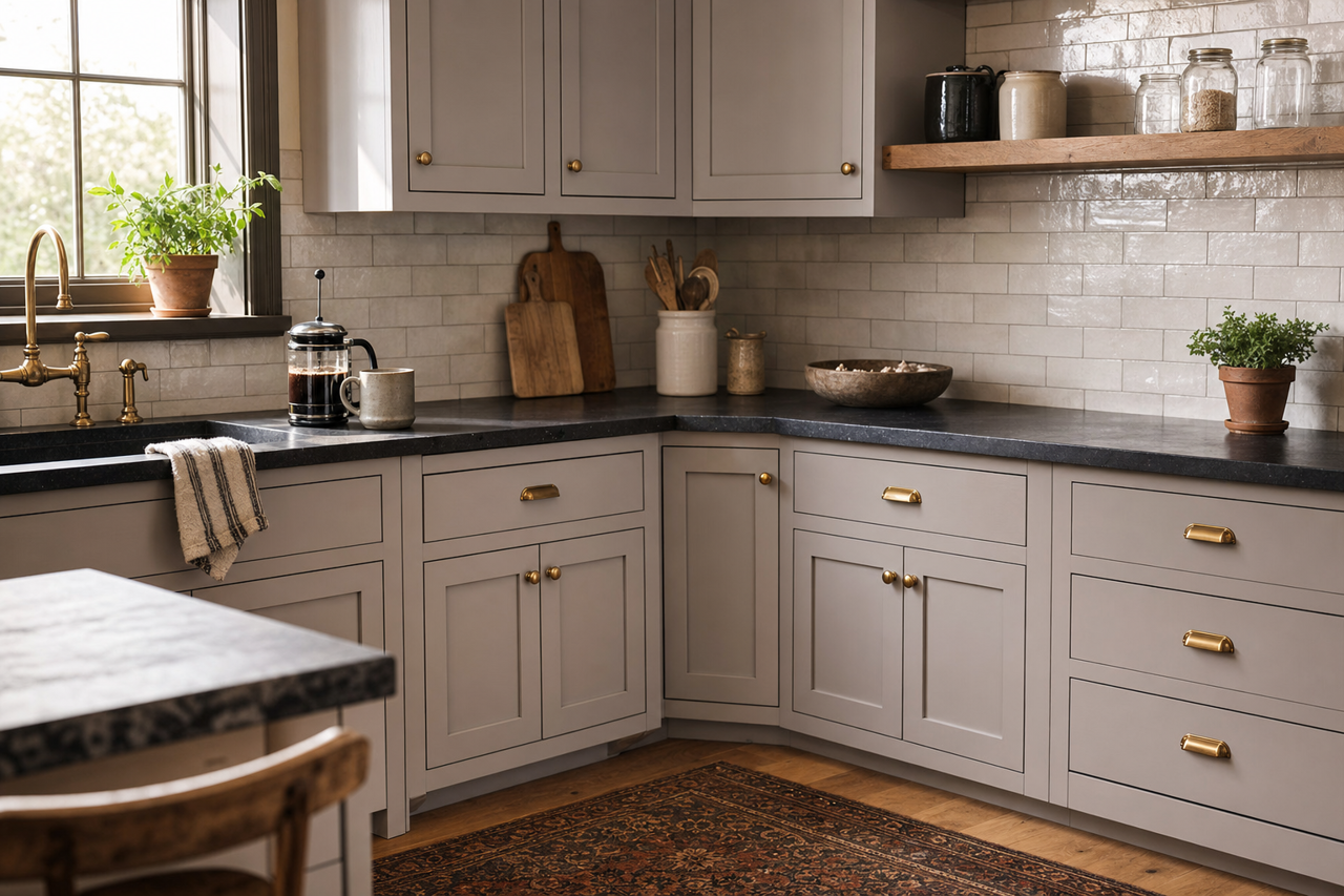 Quest Gray by Sherwin-Williams on cabinets