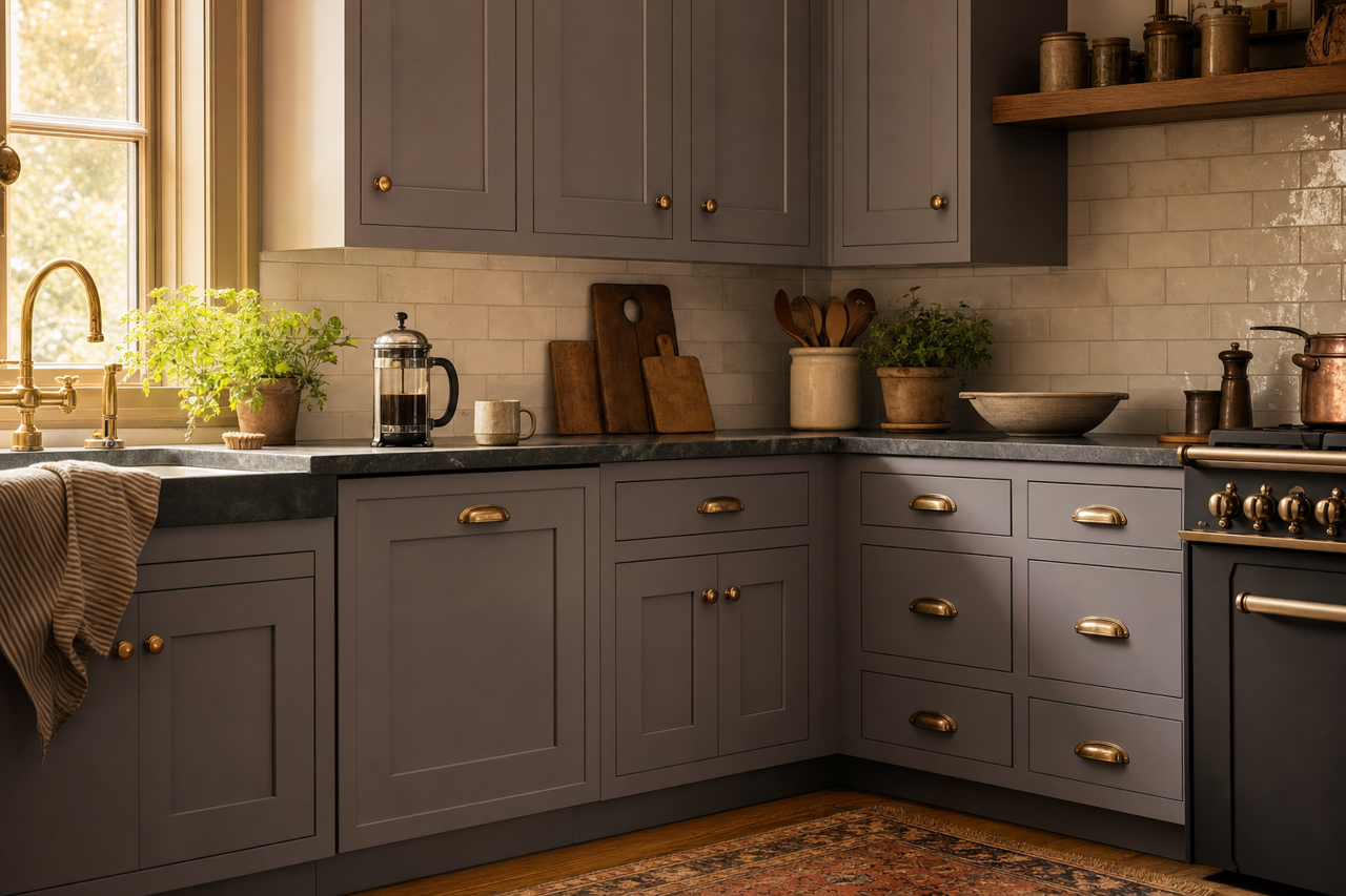 Stunning Shade by Sherwin-Williams on cabinets