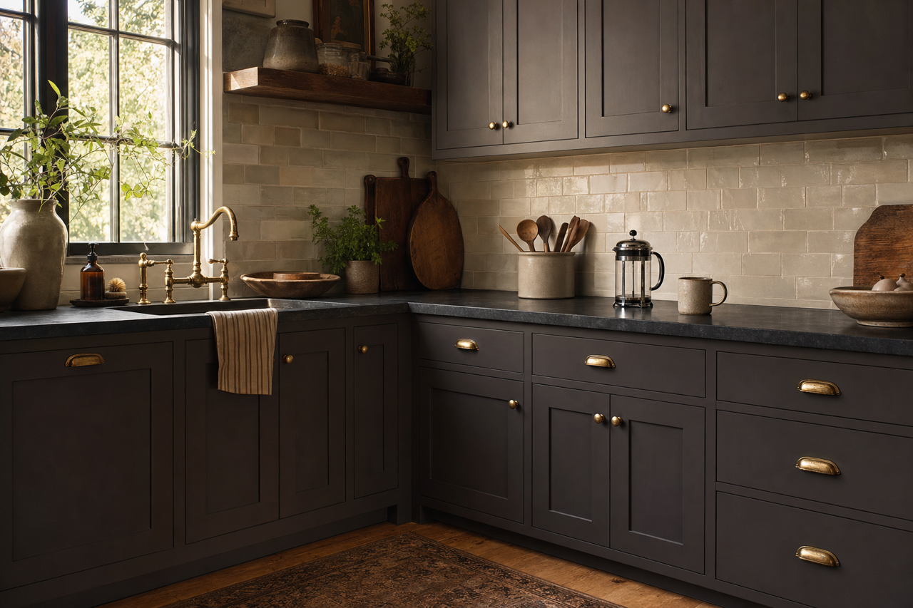 Darkroom by Sherwin-Williams on cabinets