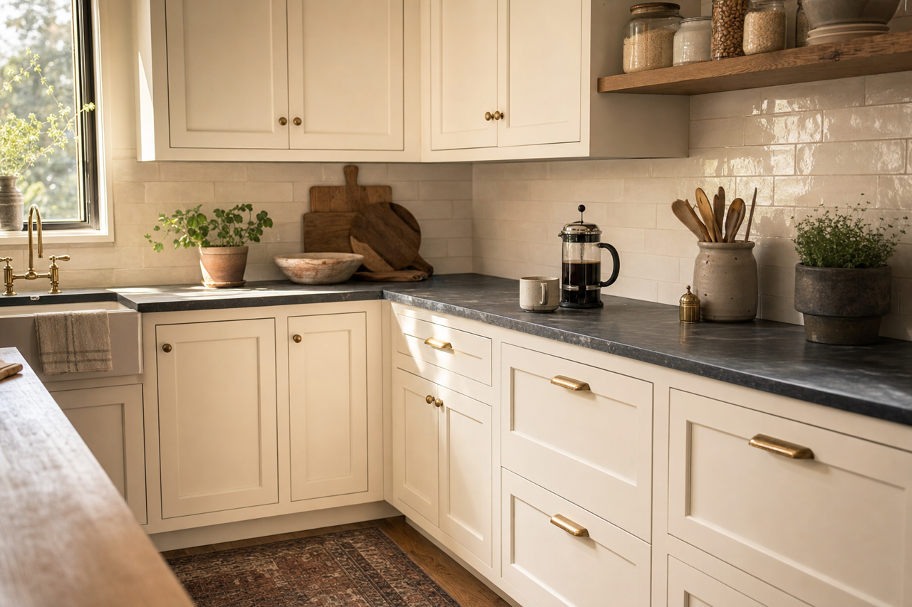 Arcade White by Sherwin-Williams on cabinets