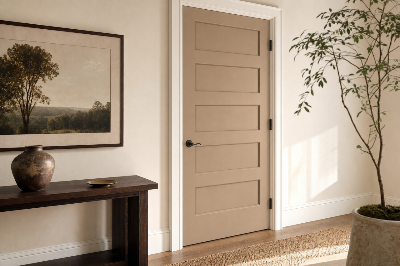 Threshold Taupe by Sherwin-Williams on interior-doors