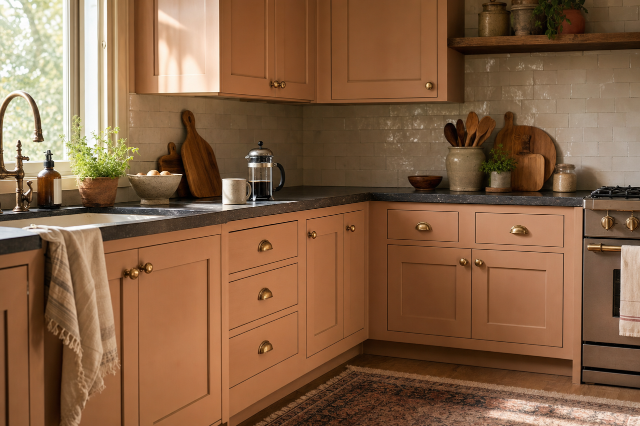 Sticks and Stones by Sherwin-Williams on cabinets