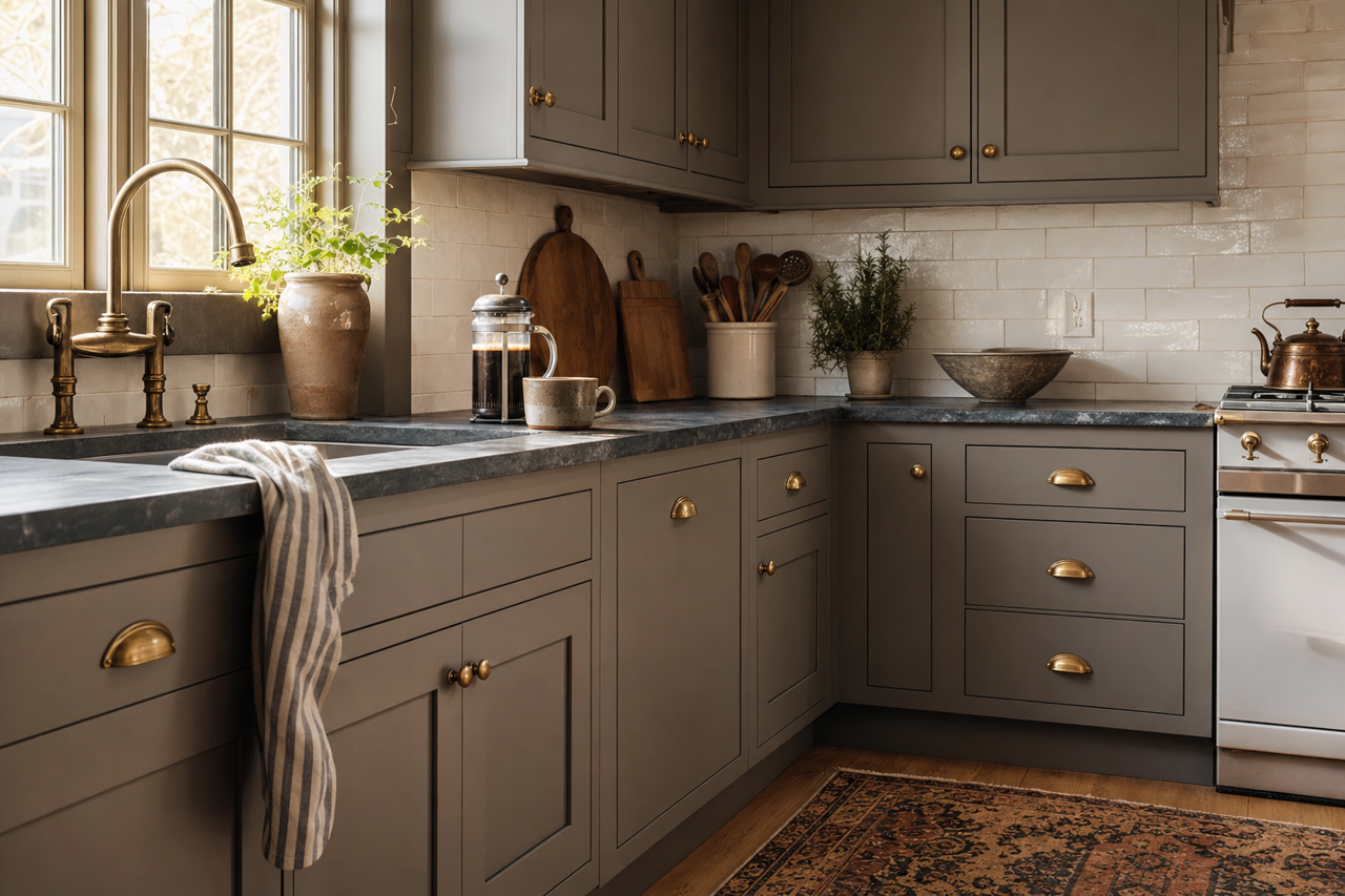 Manor House by Sherwin-Williams on cabinets