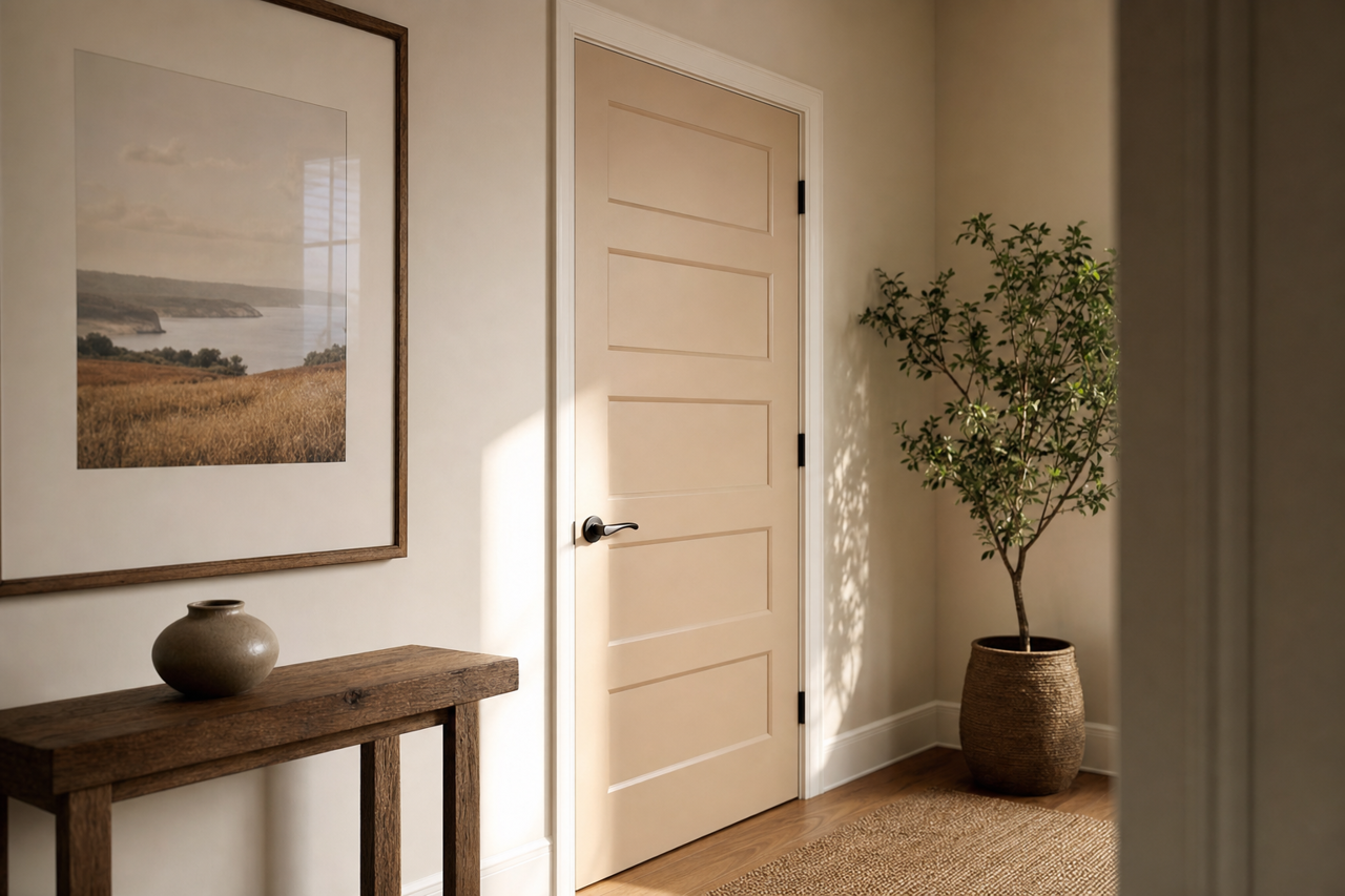 Bungalow Beige by Sherwin-Williams on interior-doors