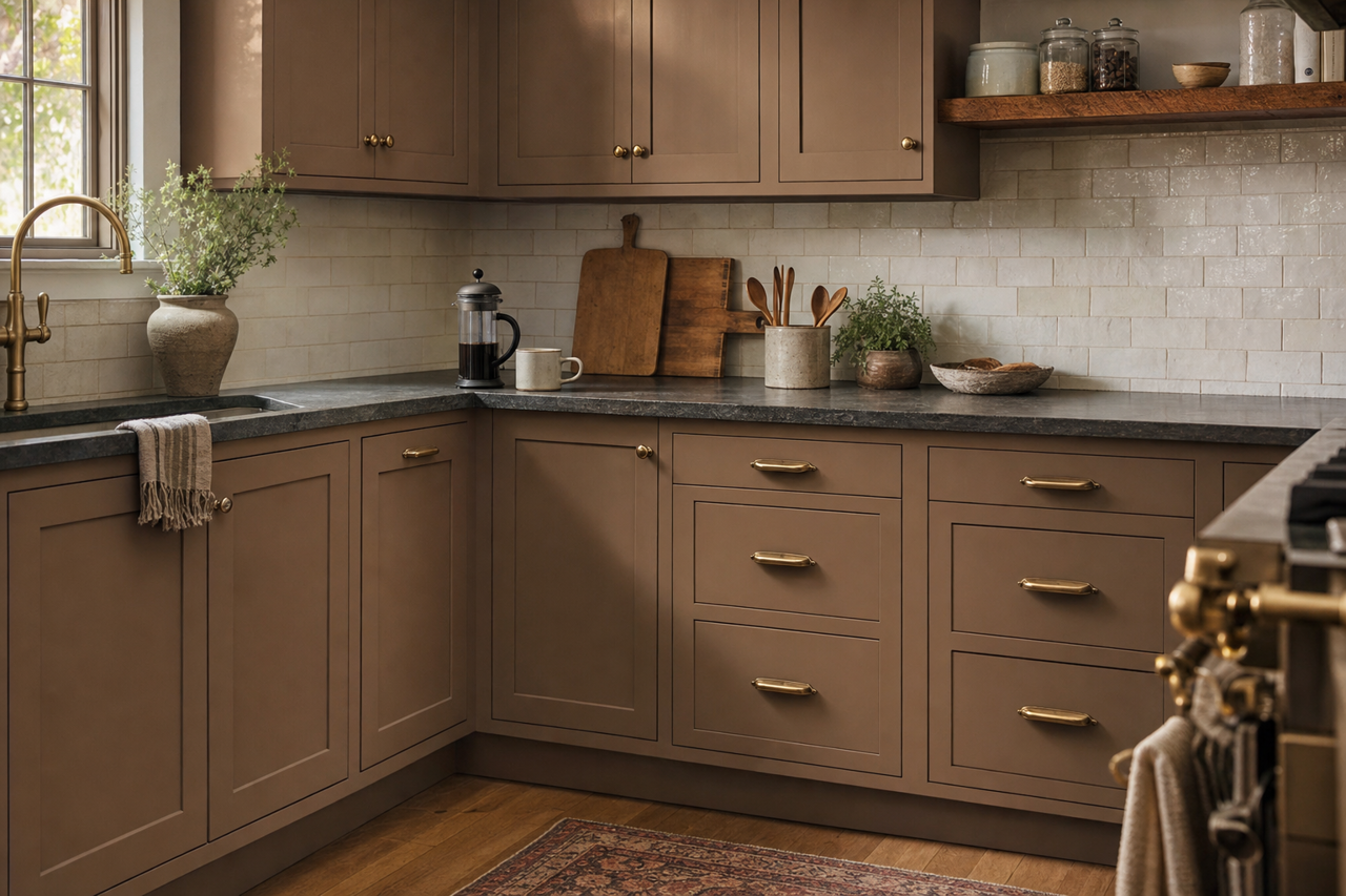 Homestead Brown by Sherwin-Williams on cabinets