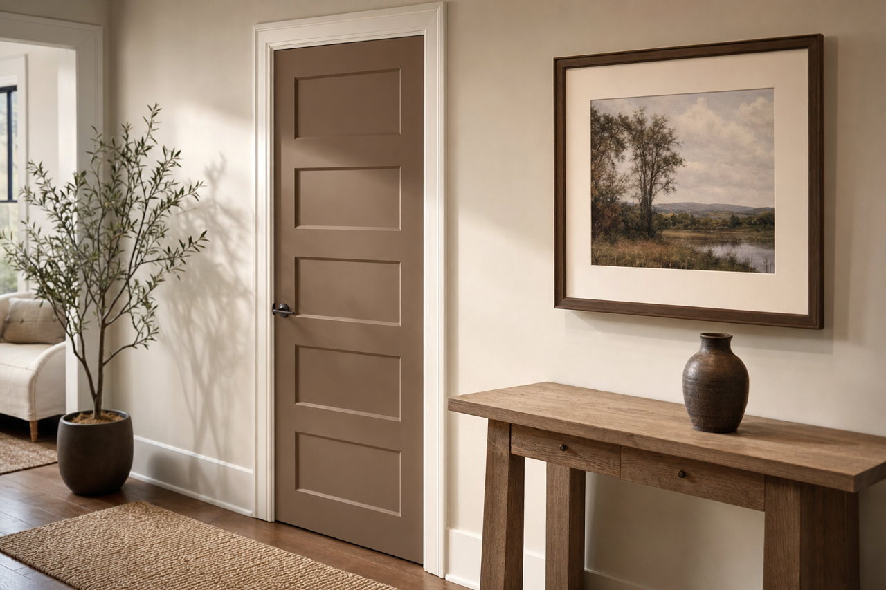 Homestead Brown by Sherwin-Williams on interior-doors