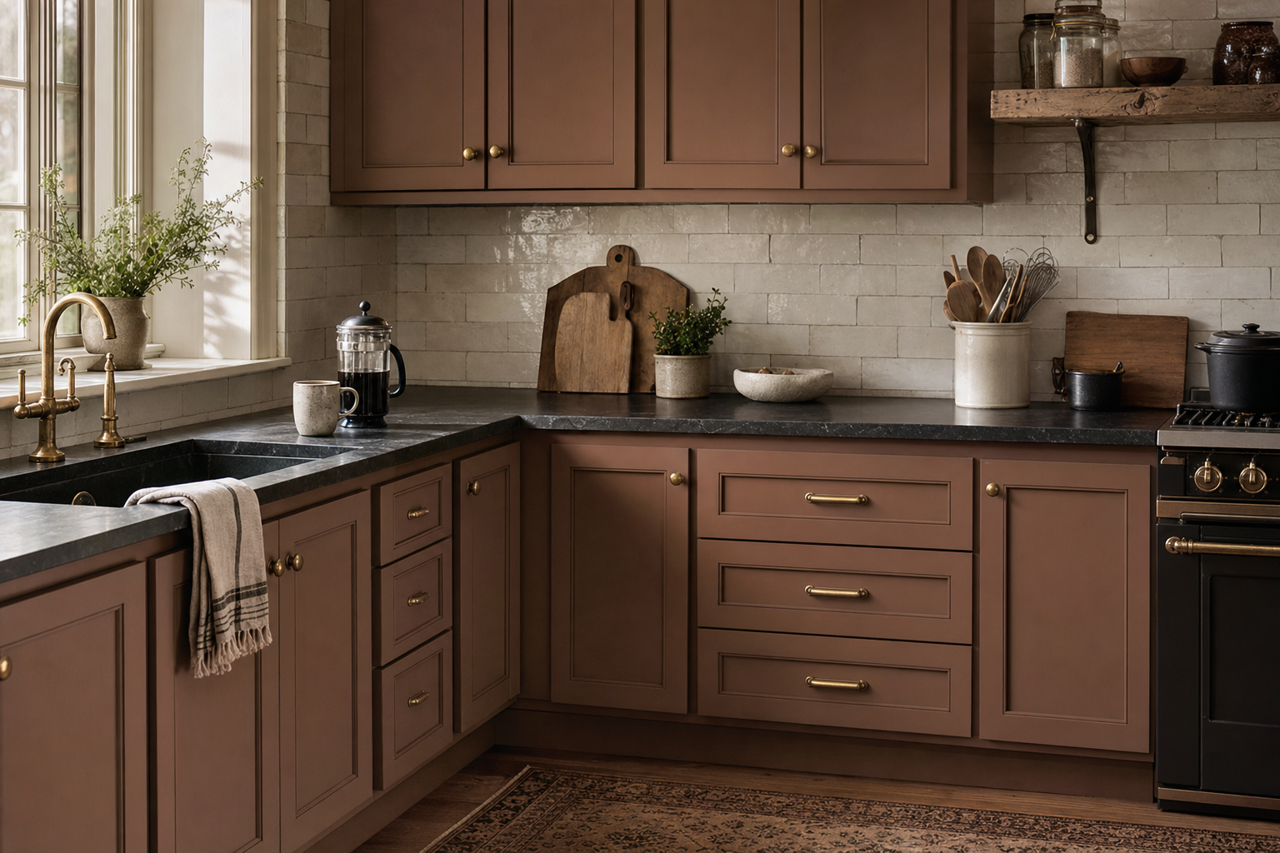 Plantation Shutters by Sherwin-Williams on cabinets