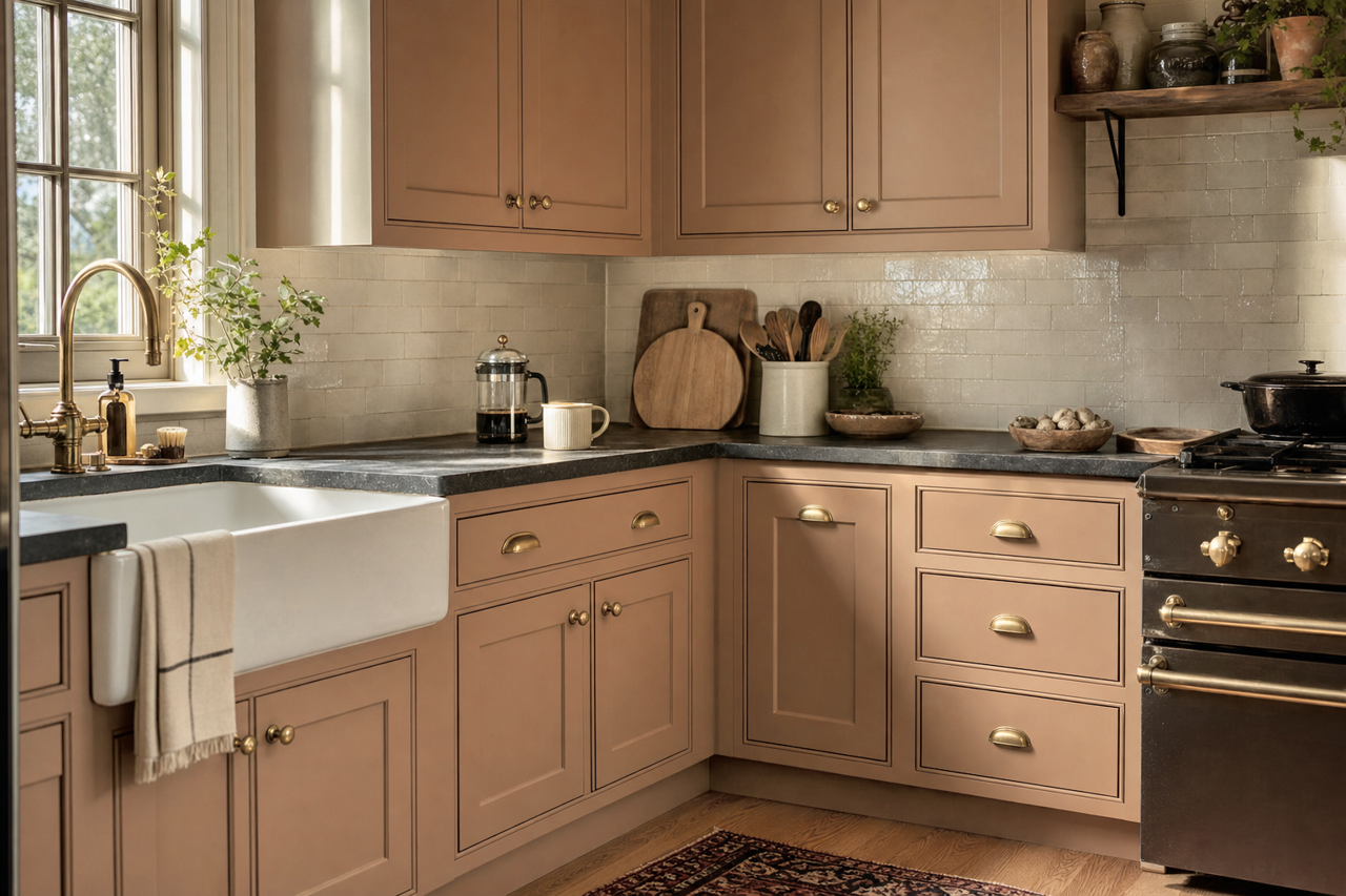 Meadowlark by Sherwin-Williams on cabinets