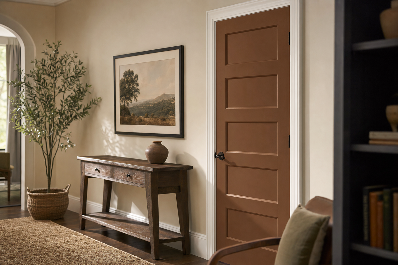 Burnished Brandy by Sherwin-Williams on interior-doors