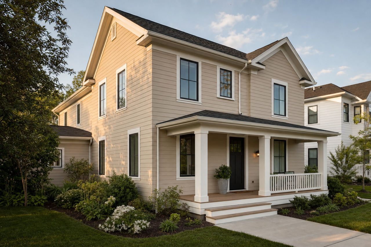Dhurrie Beige by Sherwin-Williams on exterior