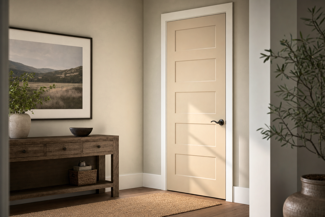 Barcelona Beige by Sherwin-Williams on interior-doors
