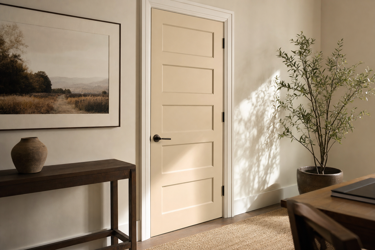 Canvas Tan by Sherwin-Williams on interior-doors