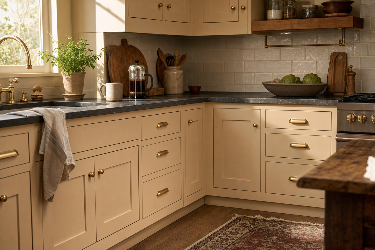 Urban Putty by Sherwin-Williams on cabinets