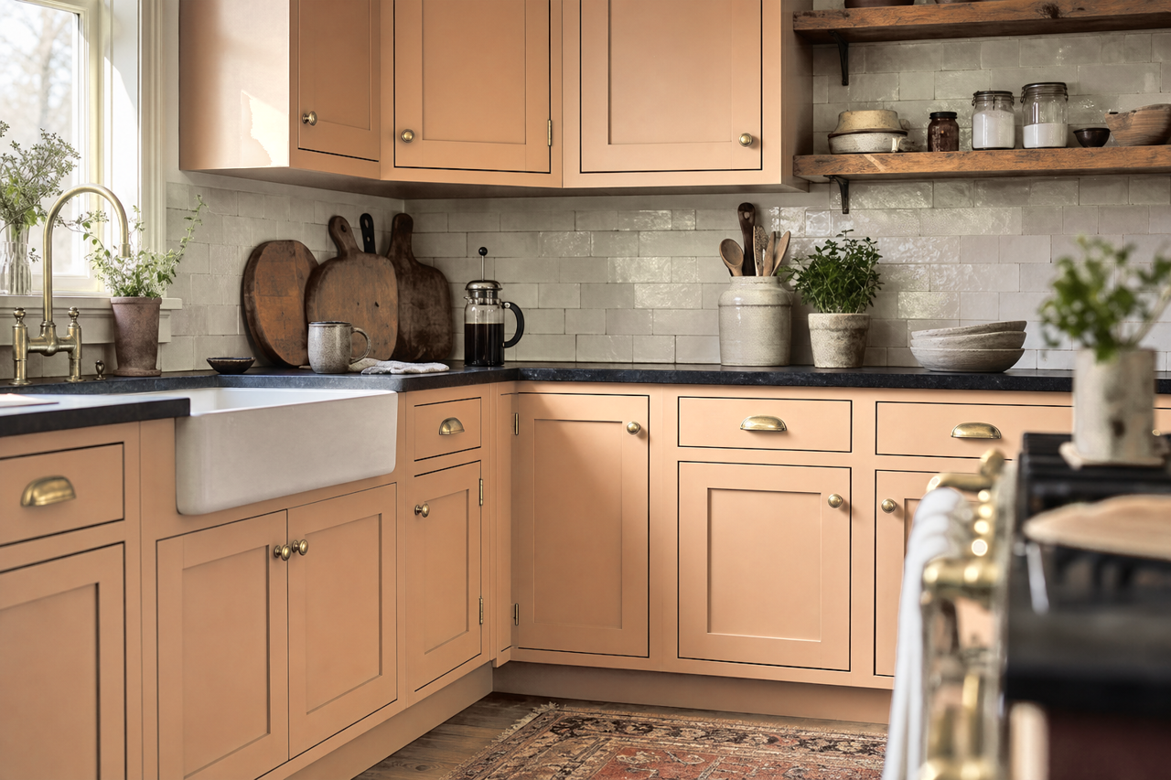 Bittersweet Stem by Sherwin-Williams on cabinets