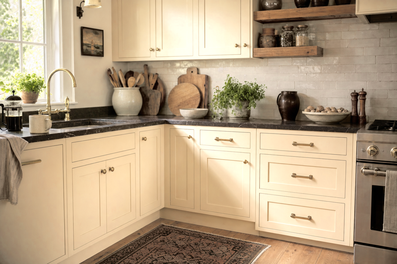 Irish Cream by Sherwin-Williams on cabinets