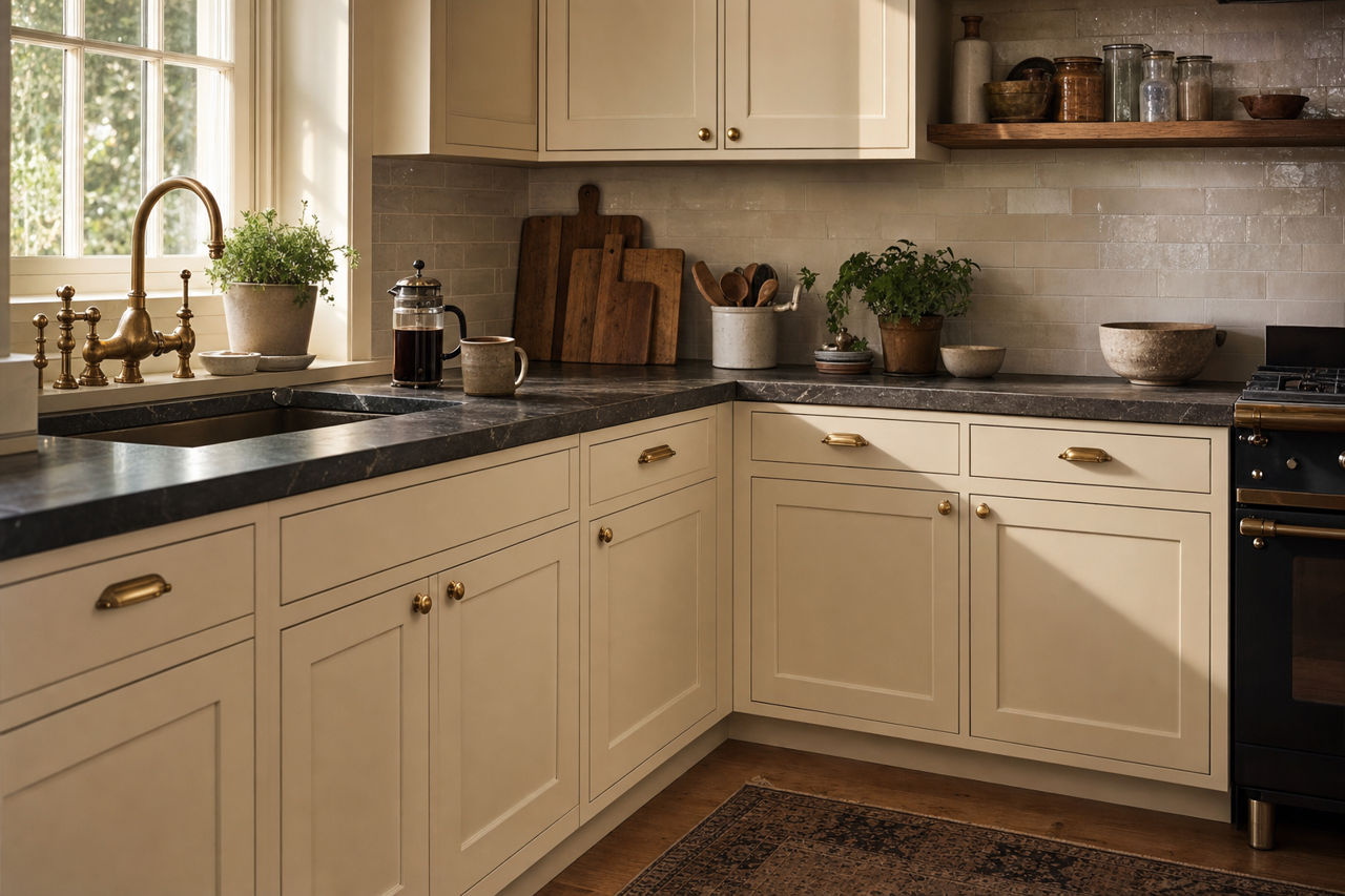 Grecian Ivory by Sherwin-Williams on cabinets
