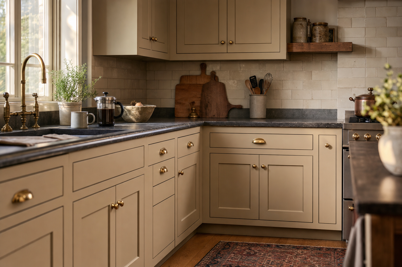 Prairie Grass by Sherwin-Williams on cabinets