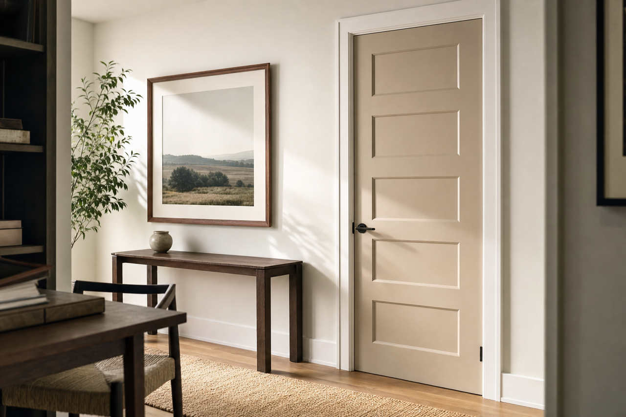 Studio Taupe by Sherwin-Williams on interior-doors