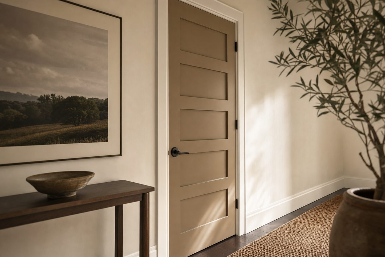 Resort Tan by Sherwin-Williams on interior-doors