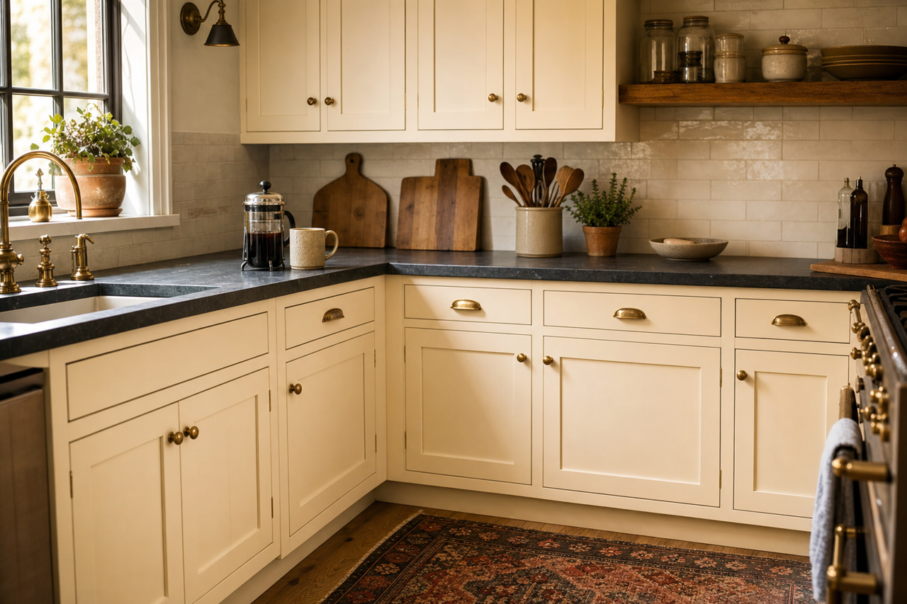 Summer White by Sherwin-Williams on cabinets
