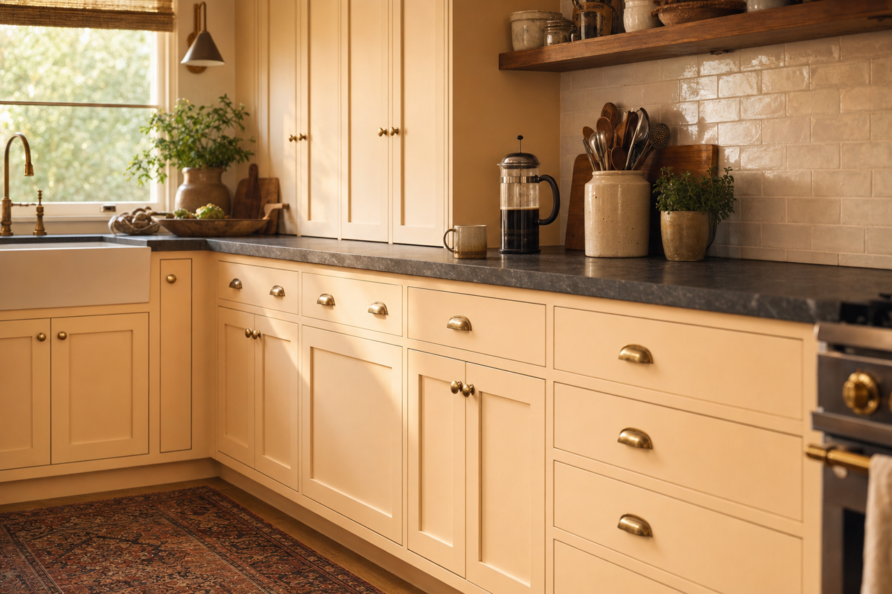 Impressive Ivory by Sherwin-Williams on cabinets