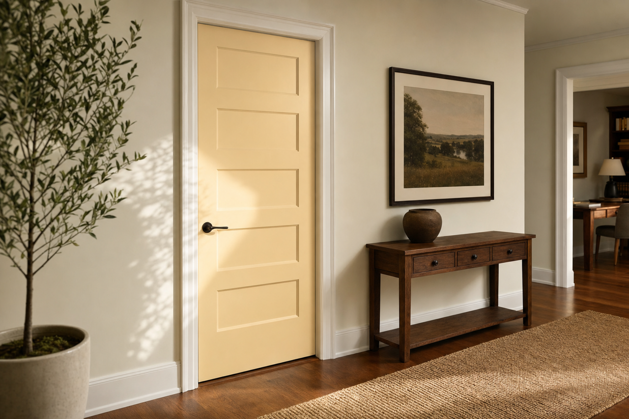 Lemon Meringue by Sherwin-Williams on interior-doors