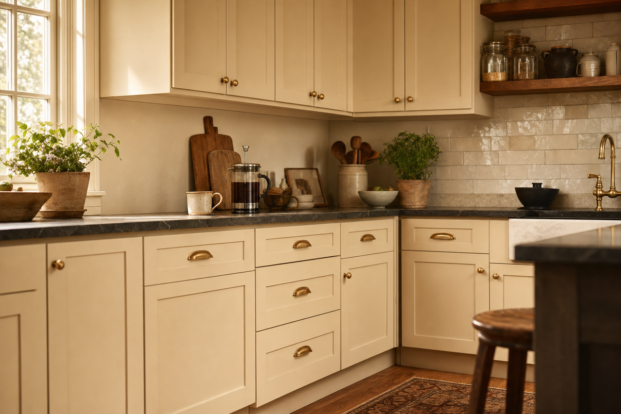 Oyster Bar by Sherwin-Williams on cabinets