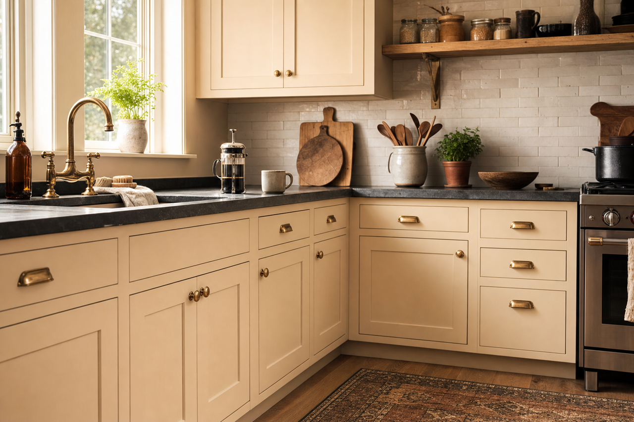 Natural Tan by Sherwin-Williams on cabinets