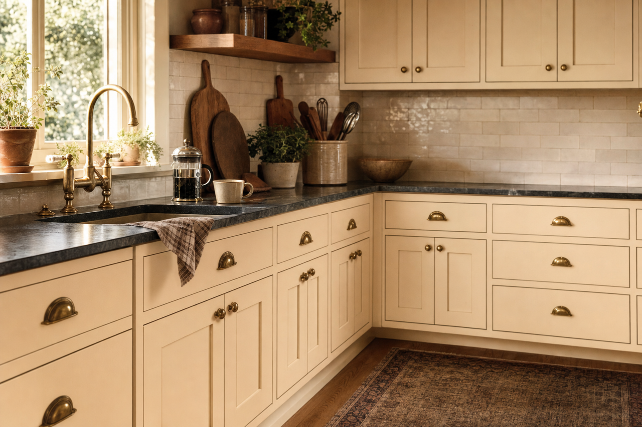 Casa Blanca by Sherwin-Williams on cabinets