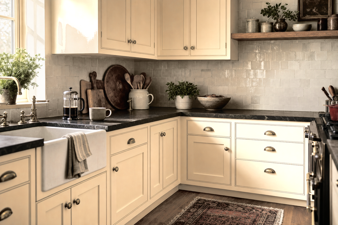 Eaglet Beige by Sherwin-Williams on cabinets