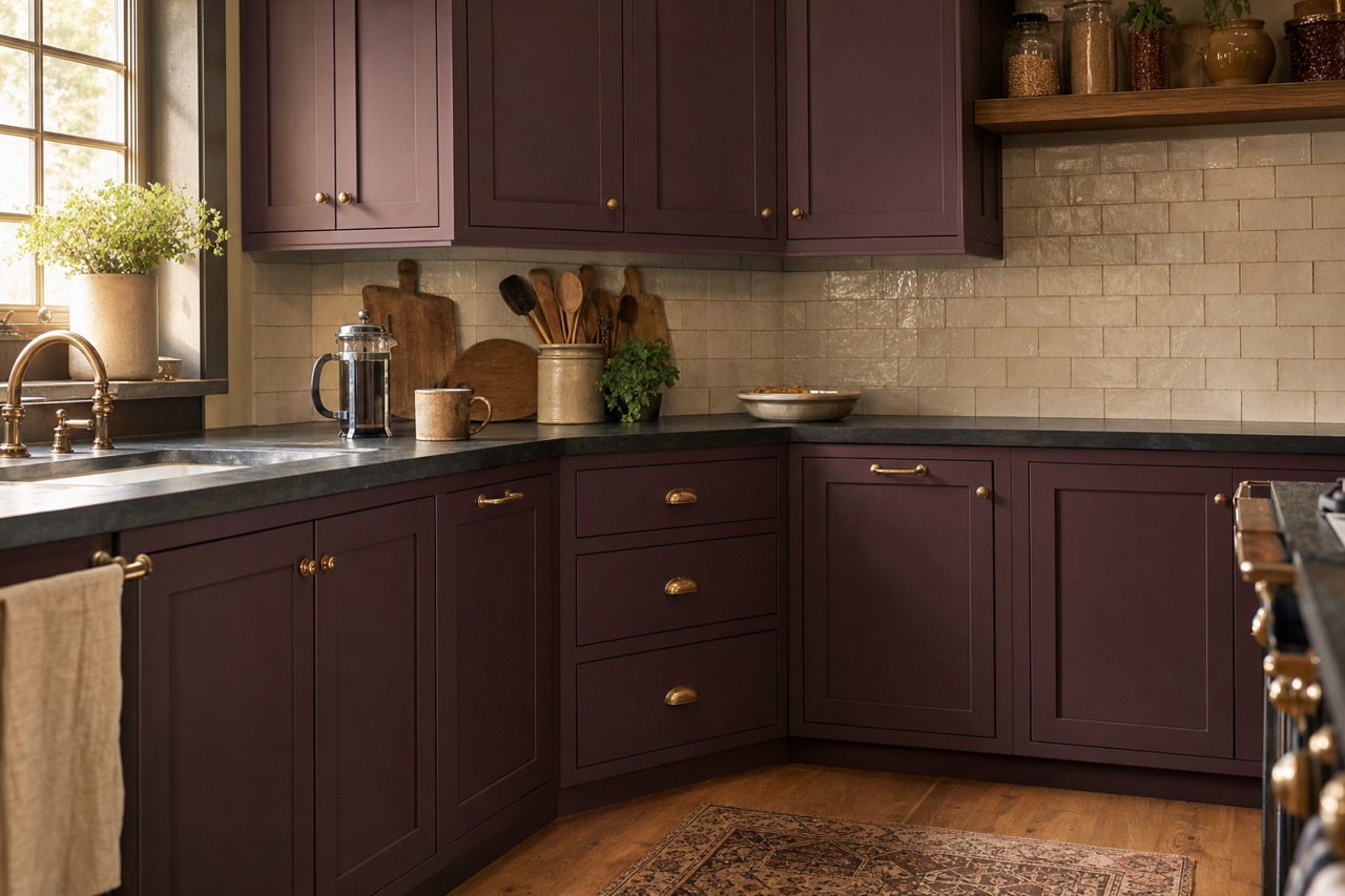 Blackberry by Sherwin-Williams on cabinets