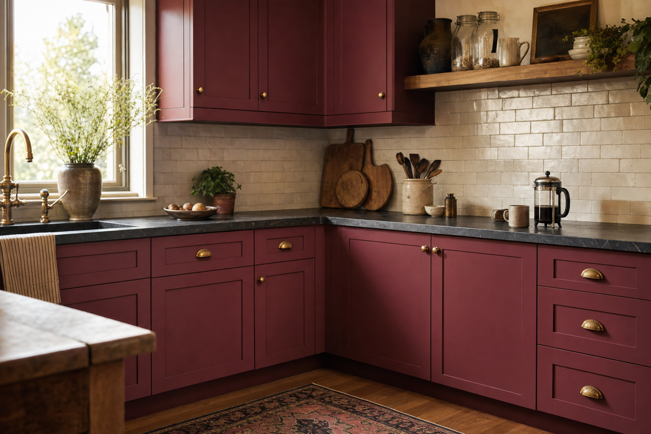 Borscht by Sherwin-Williams on cabinets