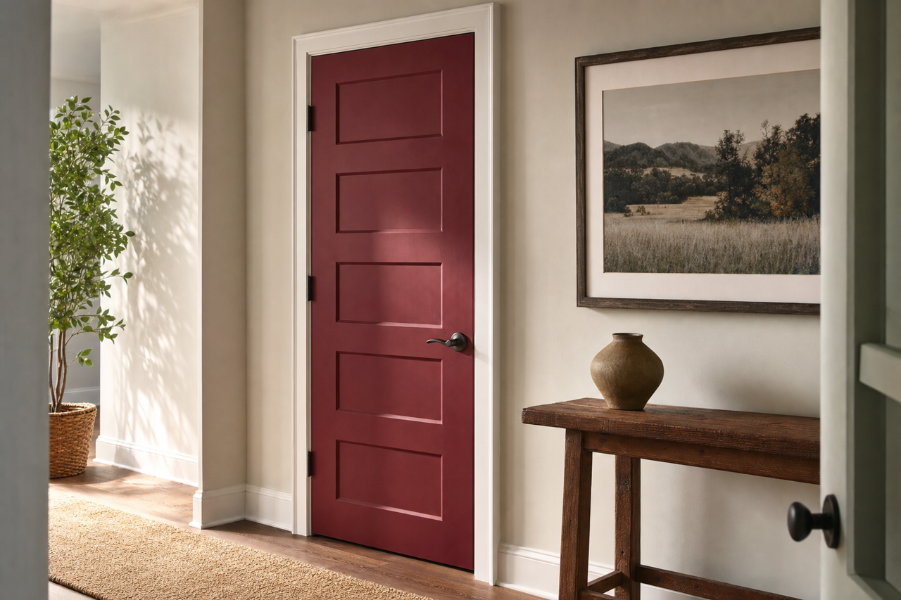 Red Theatre by Sherwin-Williams on interior-doors