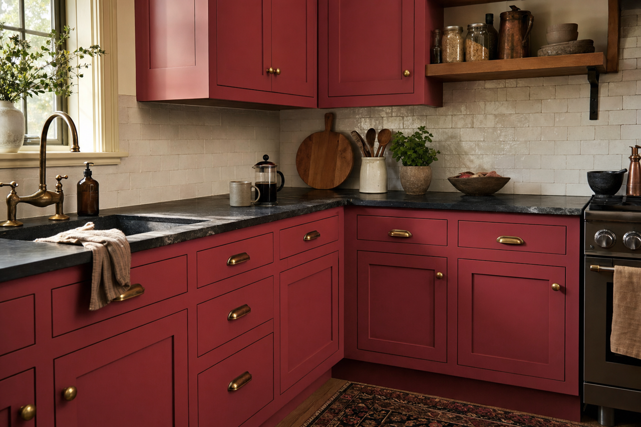 Stolen Kiss by Sherwin-Williams on cabinets