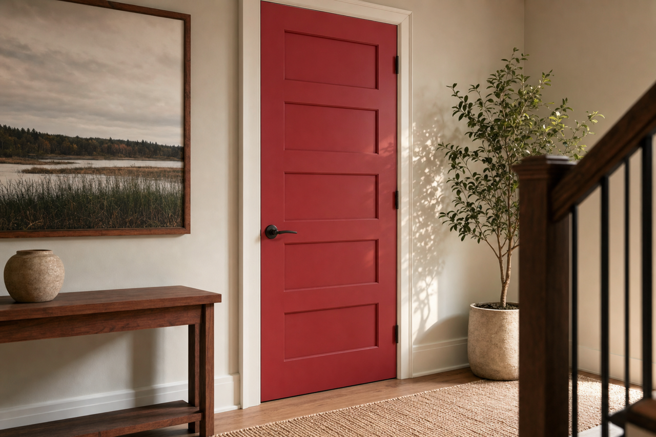 Antique Red by Sherwin-Williams on interior-doors
