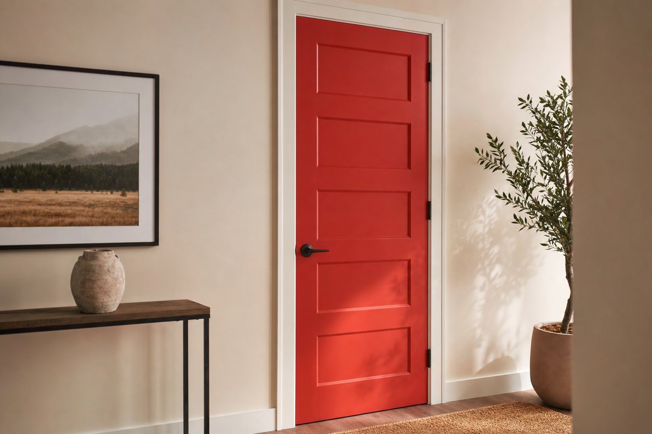 Habanero Chile by Sherwin-Williams on interior-doors