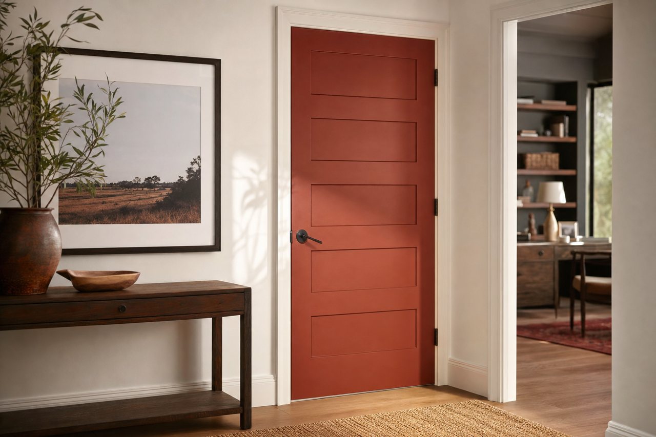 Sierra Redwood by Sherwin-Williams on interior-doors