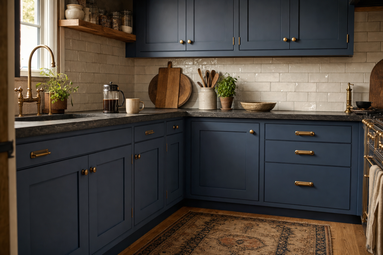 Indigo Batik by Sherwin-Williams on cabinets
