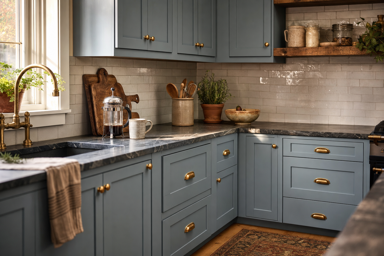 Poolhouse by Sherwin-Williams on cabinets