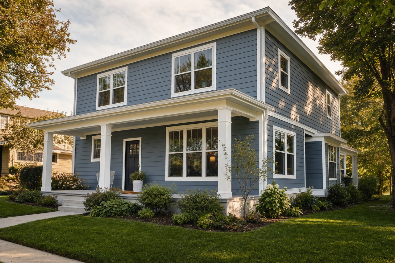 Smoky Blue by Sherwin-Williams on exterior
