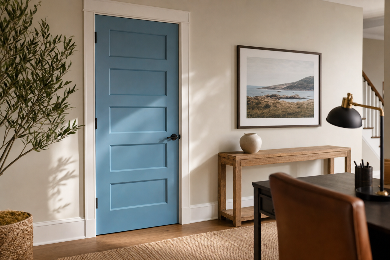 Blue Cruise by Sherwin-Williams on interior-doors
