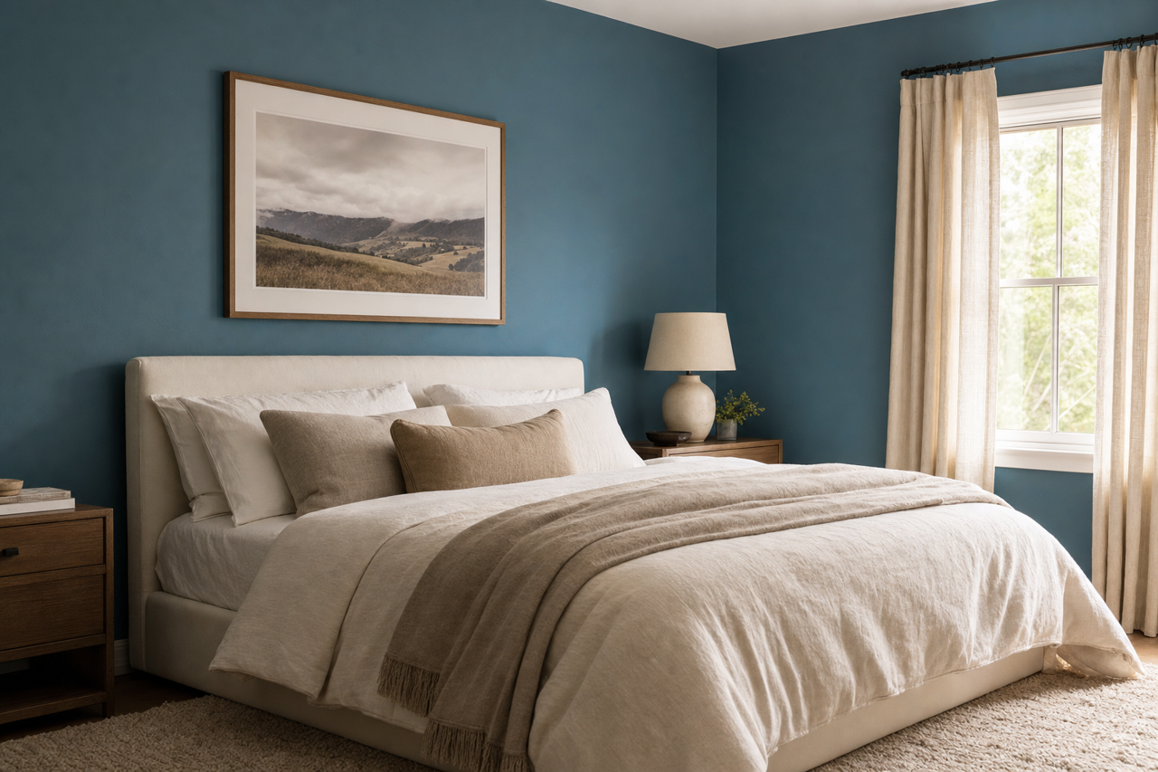 Santorini Blue by Sherwin-Williams on interiors