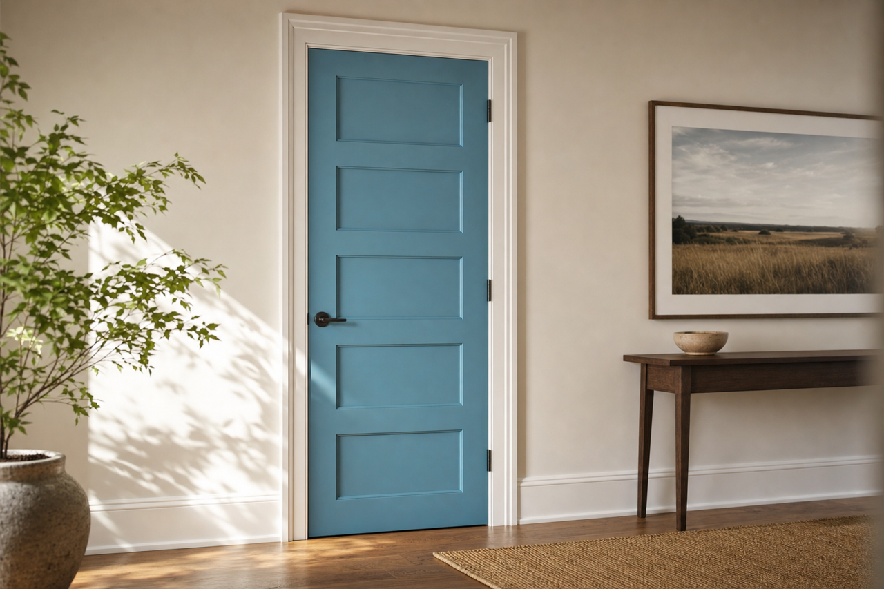 Georgian Revival Blue by Sherwin-Williams on interior-doors