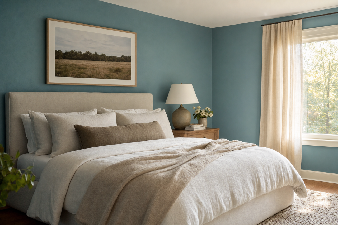 Georgian Revival Blue by Sherwin-Williams on interiors