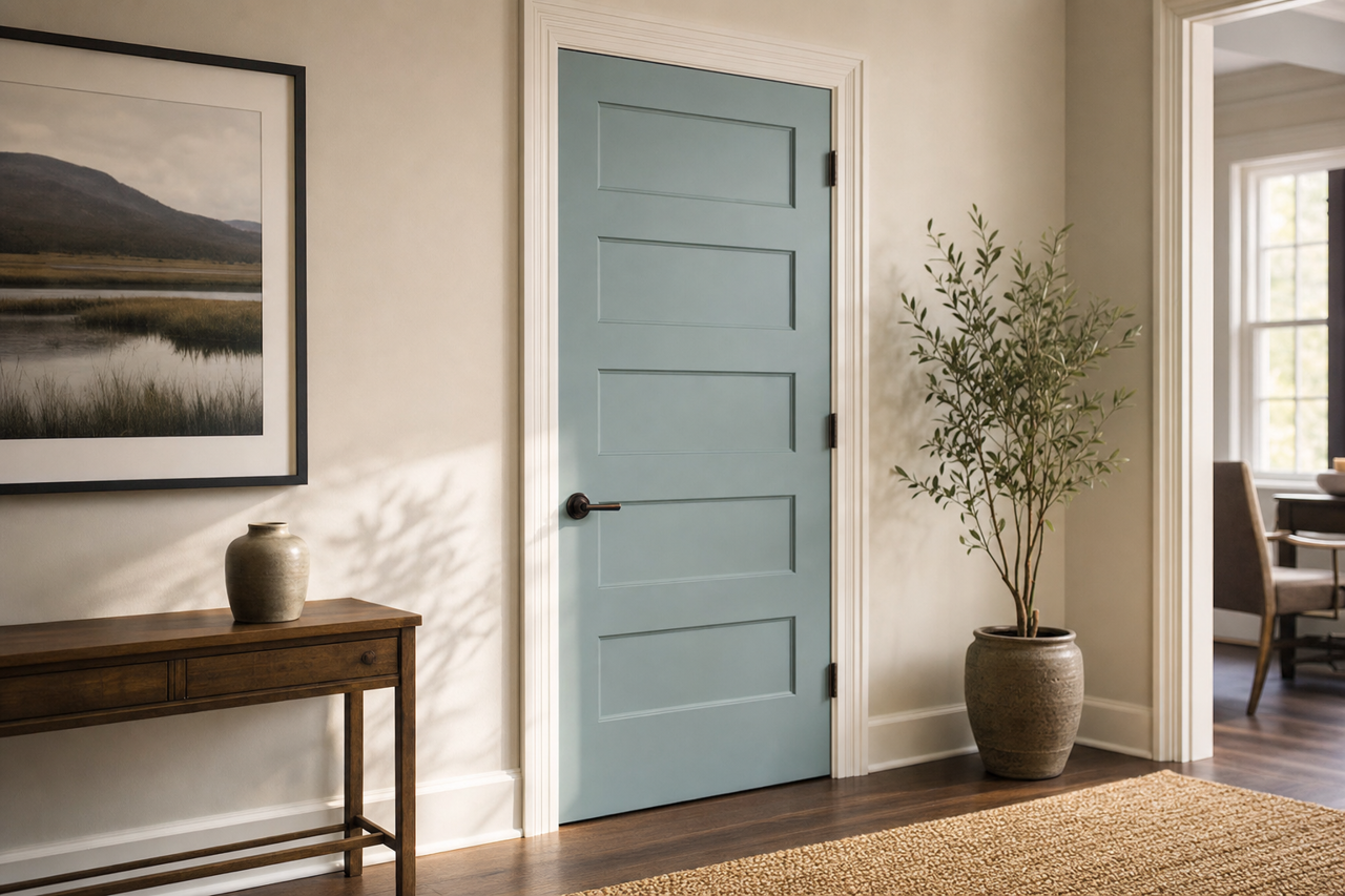 Aqua‐Sphere by Sherwin-Williams on interior-doors