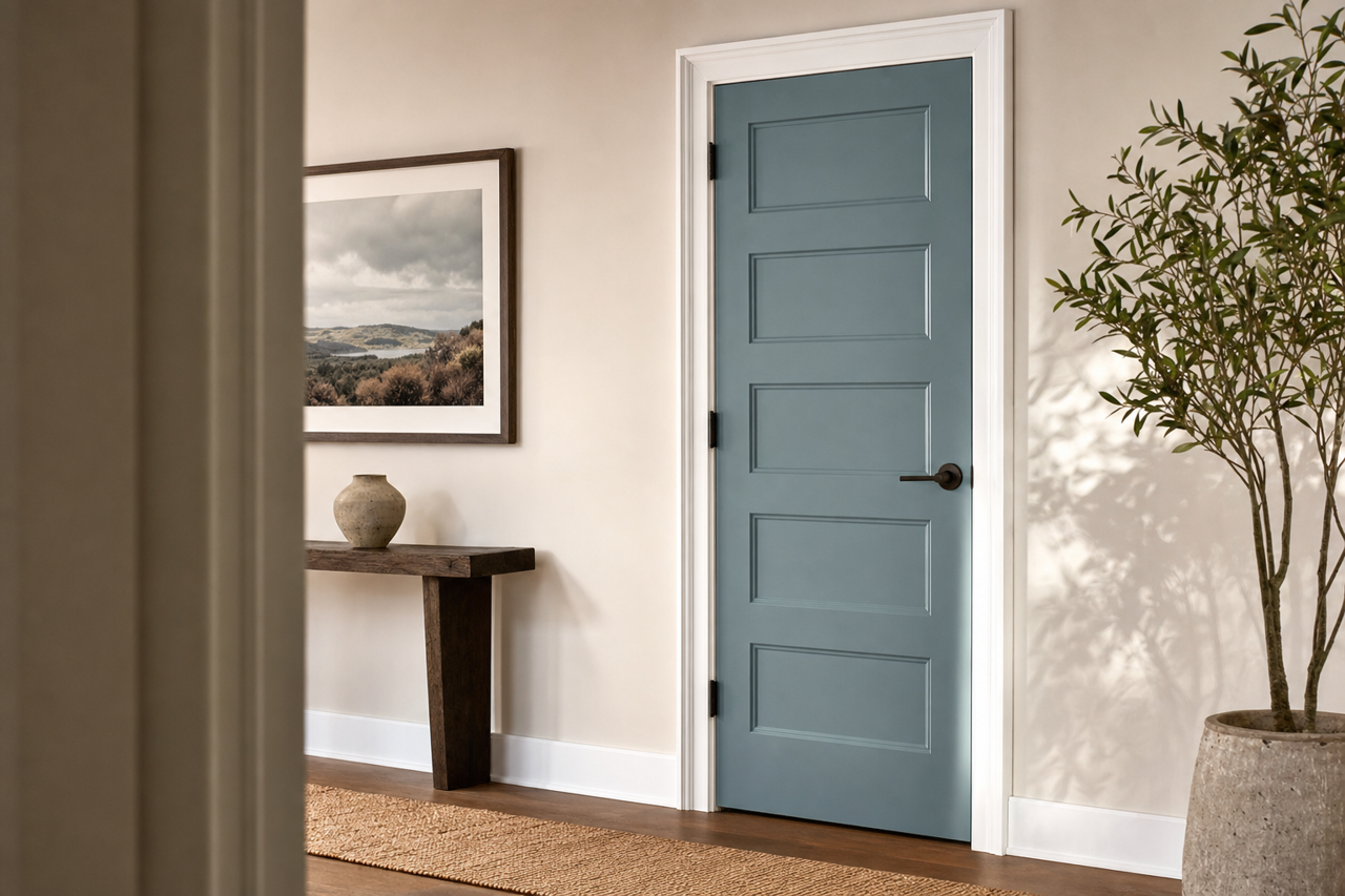 Labradorite by Sherwin-Williams on interior-doors
