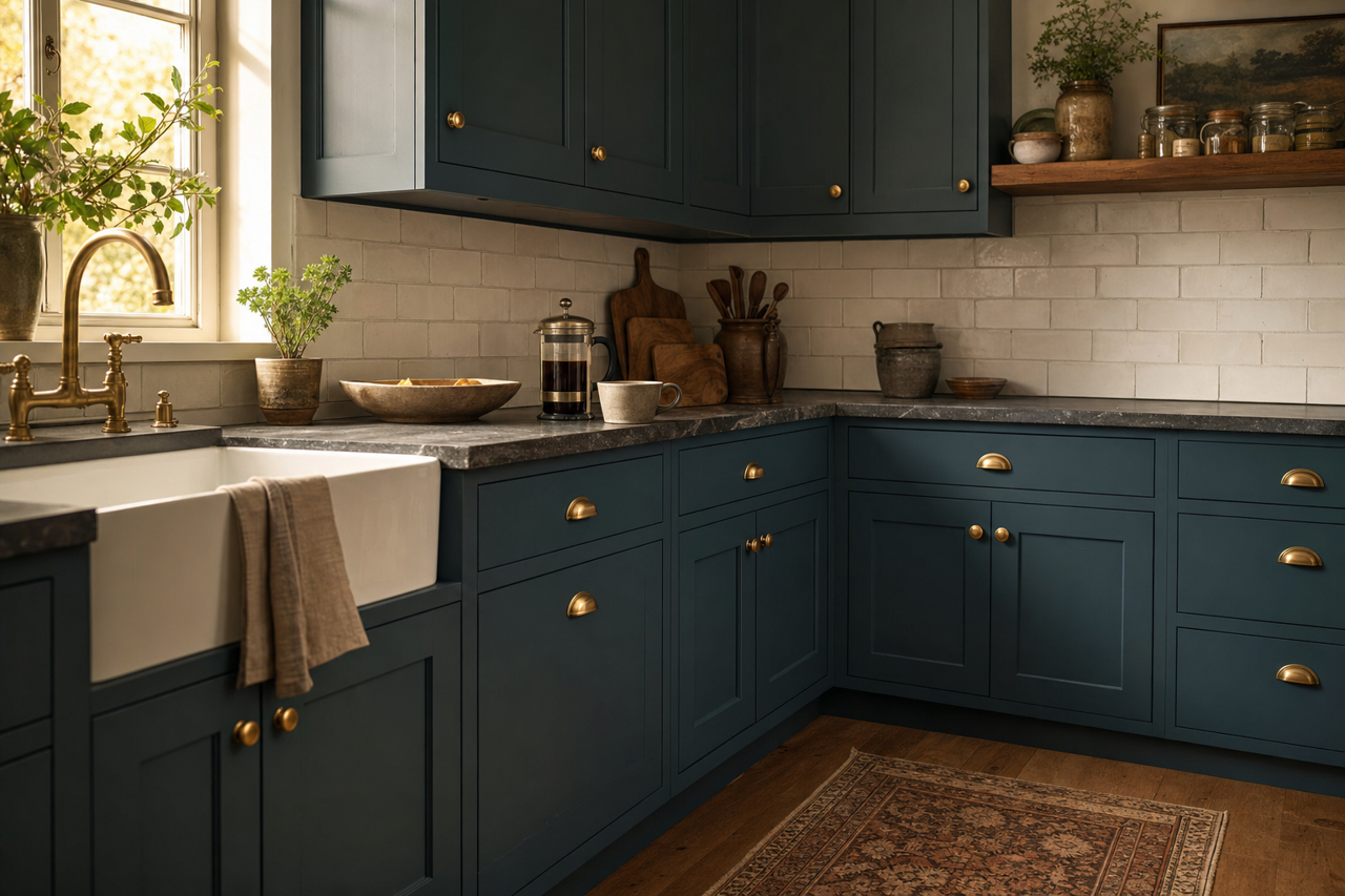 Seaworthy by Sherwin-Williams on cabinets