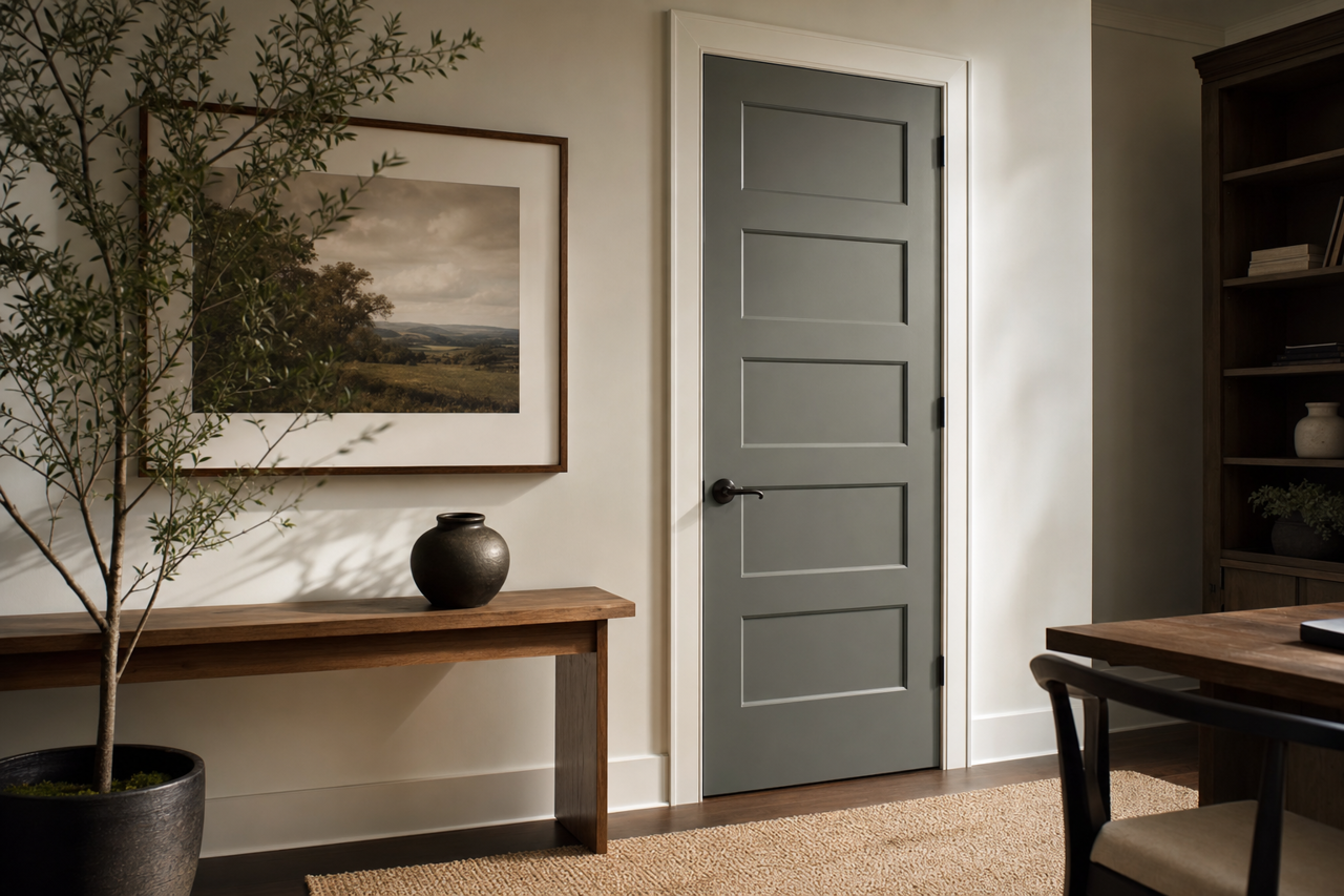 Homburg Gray by Sherwin-Williams on interior-doors