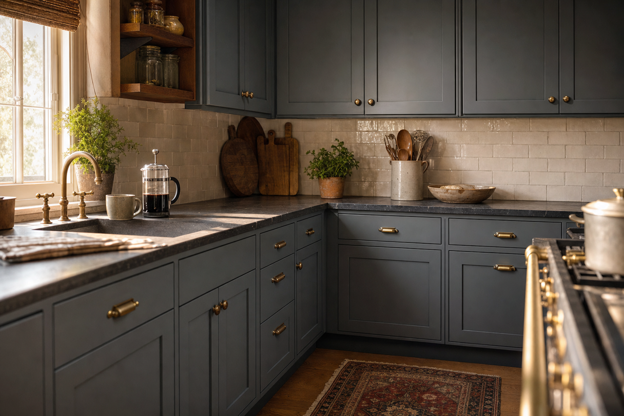 Slate Tile by Sherwin-Williams on cabinets